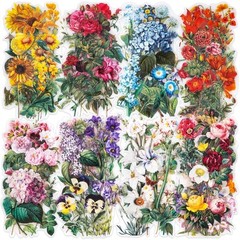 100 Pieces Vintage Flower Stickers Set Big 3.4 Waterproof Clear Botanical Flor