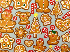 GINGERBREAD Men Stickers Vtg Oriental Trading Co Oversized Six Sheets ADORABLE