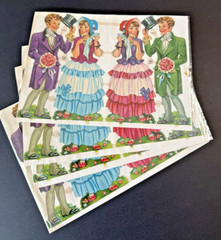 LOT OF 8 Full Sheets VTG PZB Victorian 1321 Die Cut Paper Scrap Germany