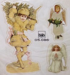 Vintage BSB Germany Decor Large 7 1/2″ – 2 1/2″ Christmas Angel Stickers – NEW