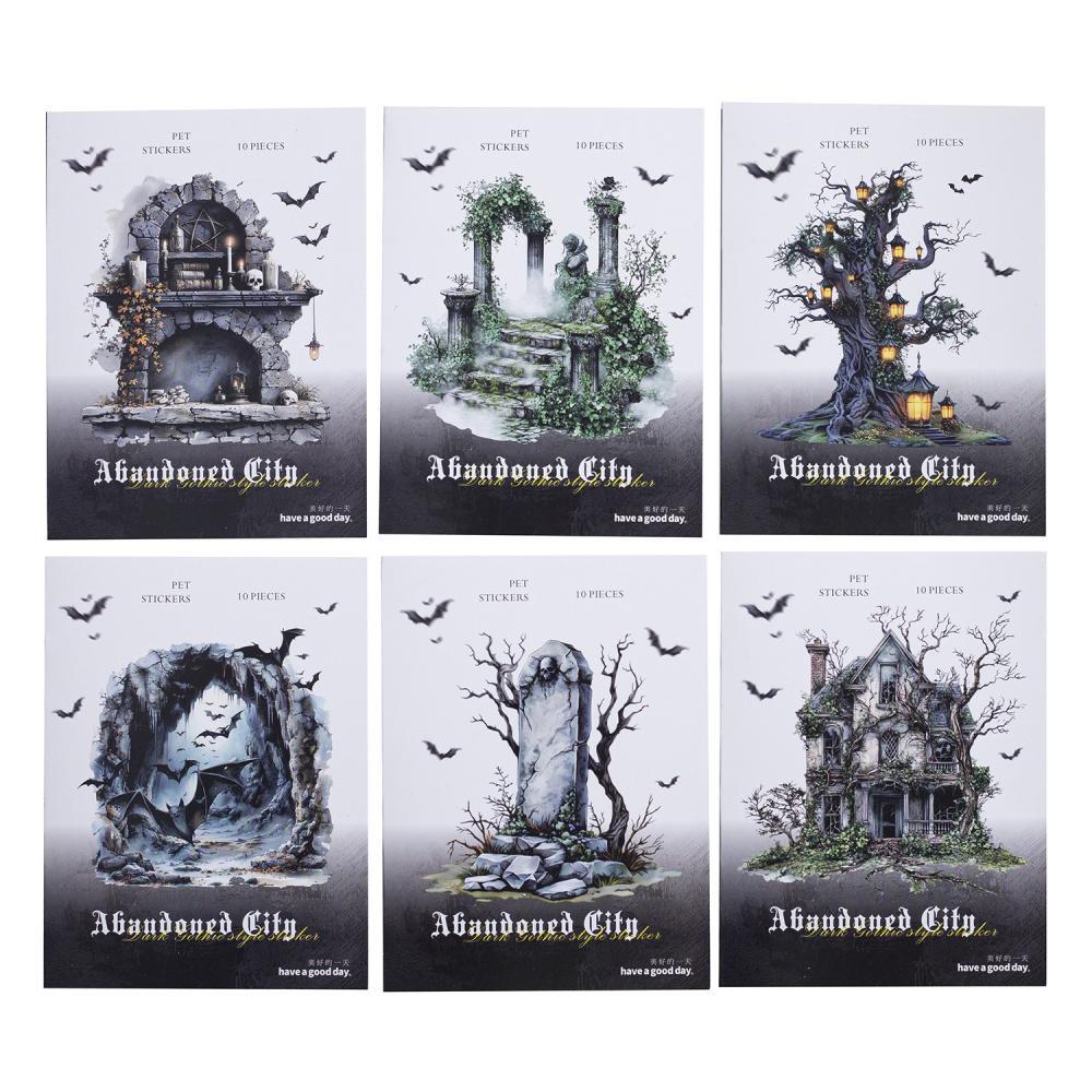 10Pcs Gothic PET Stickers Forest Bat Scrapbook Collage Junk Journal Card Crafts
