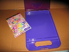 Vtg Lisa Frank Be Creative Angel Cat Glitter Purple Clipboard W/Stickers