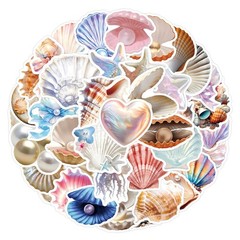60PCS Sea Shell Stickers Aesthetic PET Transparent Conch Sticker Clamshell Pe…