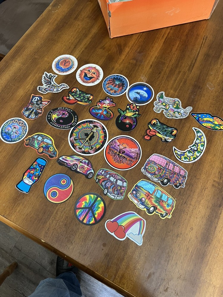 24 Vintage Prism Vending Machine Stickers lot Hippie 90’s Peace Rainbow Mushroom
