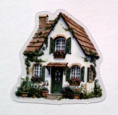 Cottage Style Fairy Tale House Clear Vinyl Decal Sticker Water Resistant Laptop