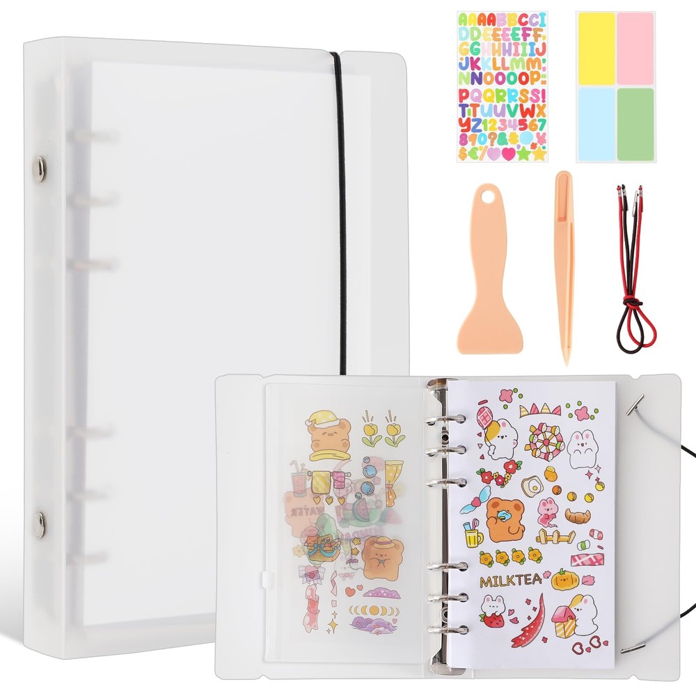 Reusable Sticker Book 100 Sheets Sticker Collecting Album with Tweezer & Spat…