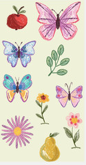 Crayon Butterfly Vinyl Sticker Pastel Floral Decals Nature Art Scrapbook Sheet