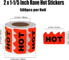 Hybsk 500pcs Rave Hot Stickers Fluorescent Red Flame Shape 2×1.5in