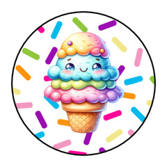 Ice cream stickers, labels, tags, envelope seals, ice cream party favors