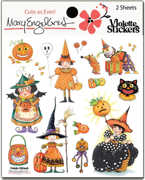Mary Engelbreit Stickers 2 Sheets Whimsical Halloween Witches Cute Pumpkins Boo