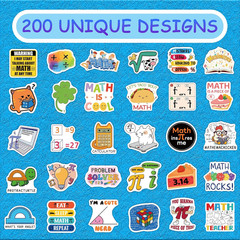 200 Math Stickers for Kids Teens Students – Vinyl Stickers for Crafts