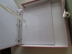 Lot of 2 Scrapbook Fabric Box Binders With 3 Rings & Tie Ribbons Green & Pink