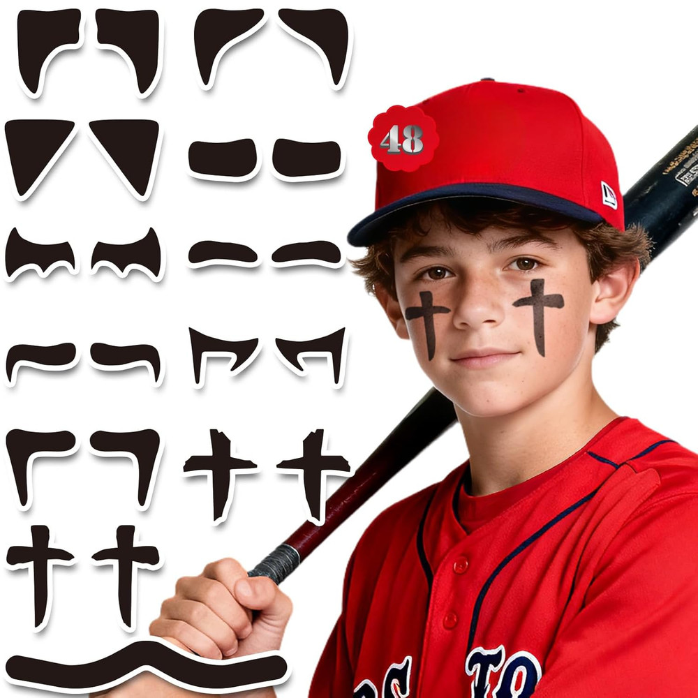 48 Pairs Eye Black Stickers, Sports Face Eyeblack Sticker for Baseball Football