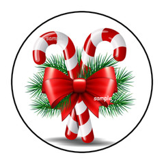 CANDY CANES CHRISTMAS ENVELOPE SEALS STICKERS LABELS TAGS 1.5″ ROUND (30)