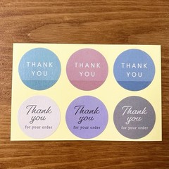 Thank You Stickers Pastel Color 6 Pieces Round 27mm NEW [Ships to Japan only]