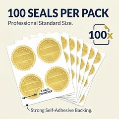 Gold Starburst Certificate Seals – 2″ Self-Adhesive Award Stickers, 100 Count fo