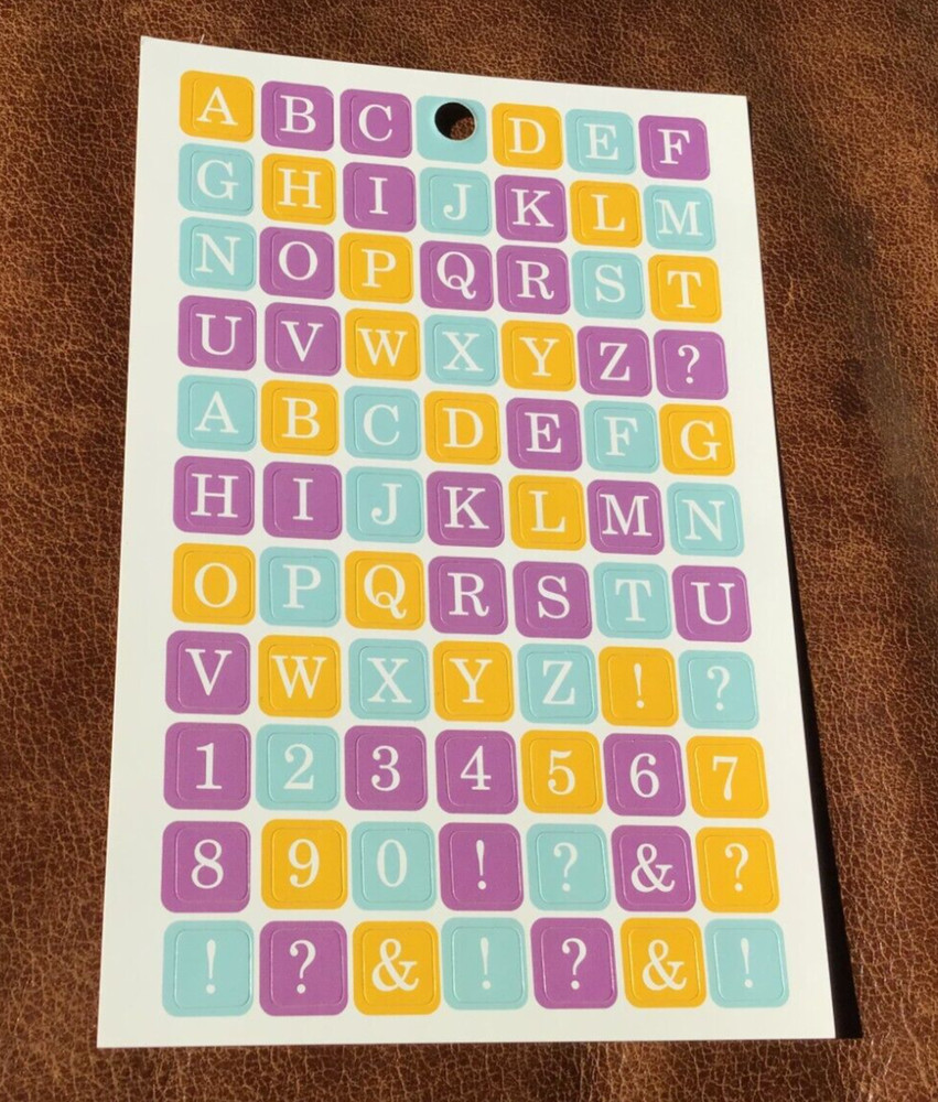 DEJA VIEWS STICKER SHEET BLOCK ABCs PURPLE GOLD LIGHT BLUE *
