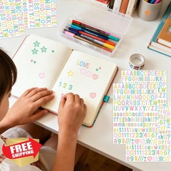 Auteard Letter Stickers Candy Color 0.5 Inch 60 Sheets