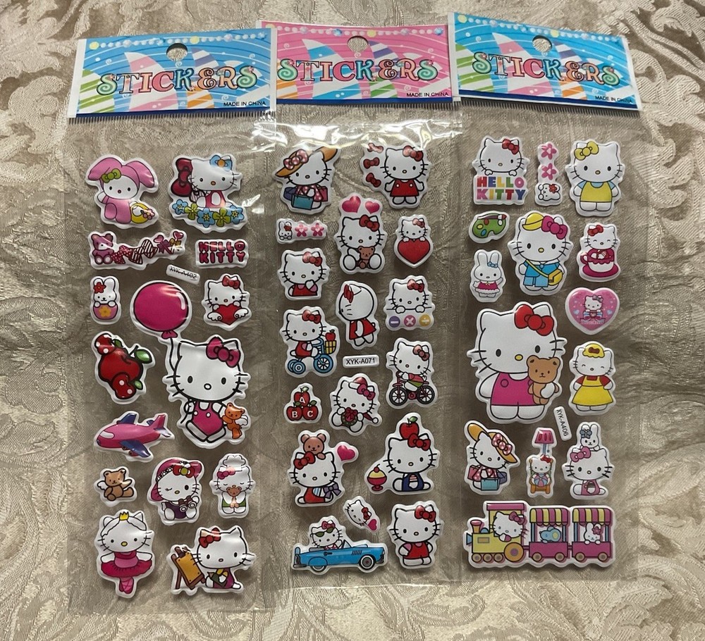 Retro Vintage Look Hello Kitty Cartoon 3D Puffy Stickers 3 sets