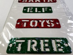 Creative Imaginations Christmas Distressed Metal Words Santa Elf Tree RARE Craft