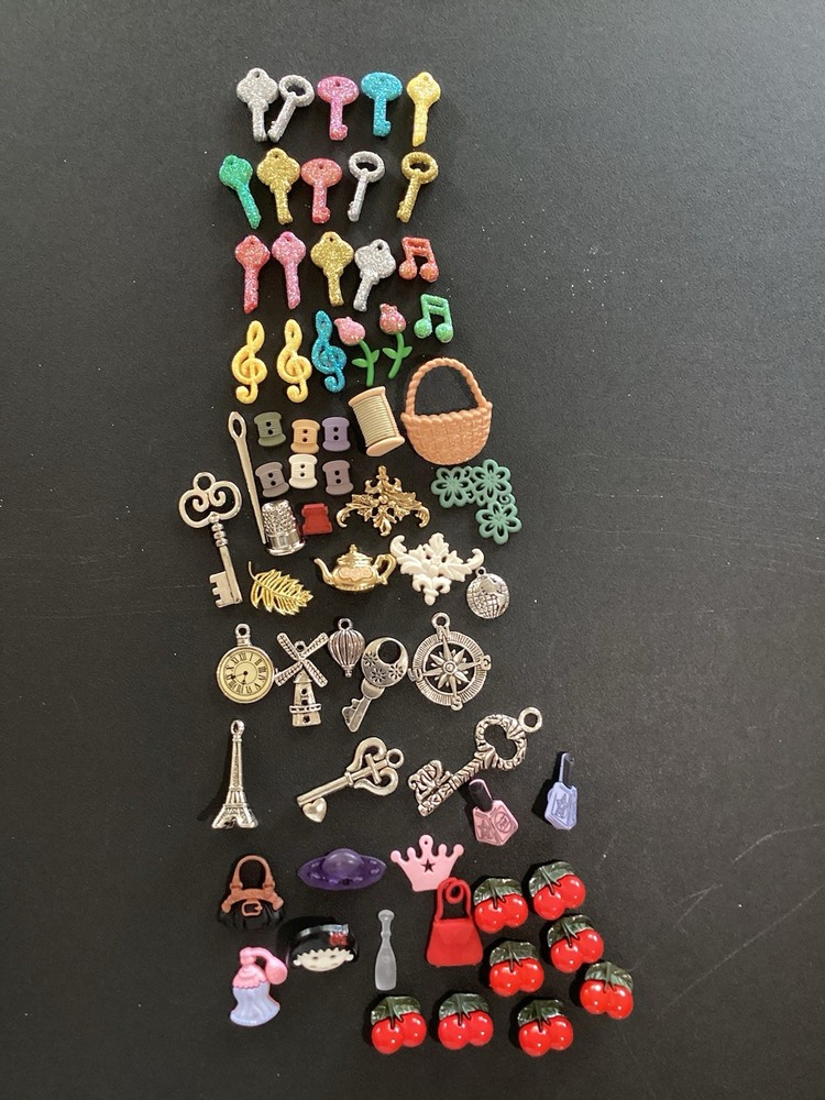 Scrapbooking Crafting Buttons Embellishments Lot Of 64 Pieces Sewing Music Girly