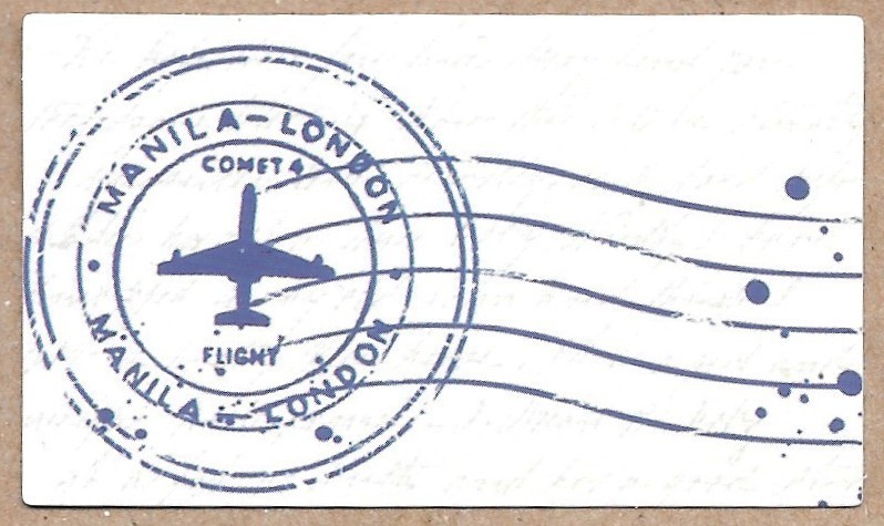 Manila London Comet Flight Postmark Sticker Vintage Airmail Scrapbooking Decal