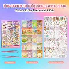 3D Sticker Book Scene, 20 Sets DIY Miniature World Craft Kit