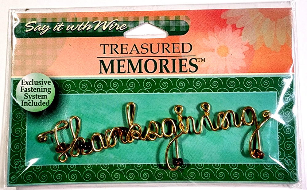 Thanksgiving Wire Word Nicole Treasured Memories Scrapbook Embellishment Brads