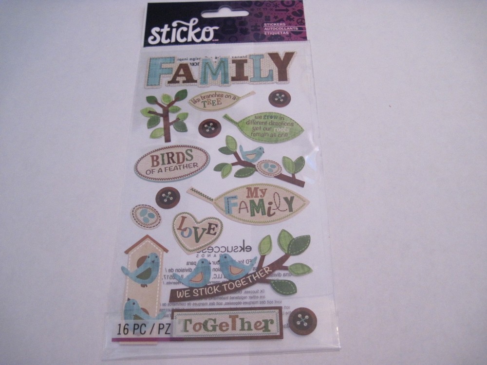 Scrapbooking Crafts Stickers Sticko Family Tree Birds Sayings Stick Together