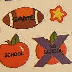 Vintage 80’s Stickers Drawing Board Calendar Perk Ups School Theme & Sports
