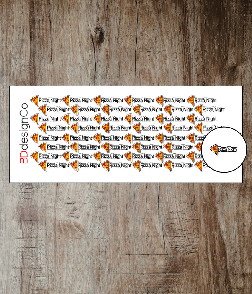 Pizza Night Planner Reminder Stickers 48 Matte or Glossy Paper Kiss Cut (#164)