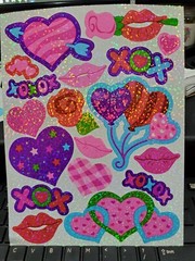 Sandylion stickers Prismatic glitter hearts hugs kisses lips 80’s 90’s 7X9″ shee
