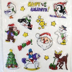 VINTAGE PUFFY CHRISTMAS STICKERS – 2 Packs – Cute Designs – Fun World #7020