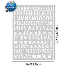 1860 Letter Stickers 12 Sheets Small Alphabet 0.5 inch, White