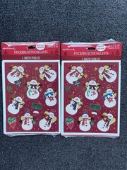 Vintage Hallmark Stickers snowman snowman angels halo wings 1 Sheet