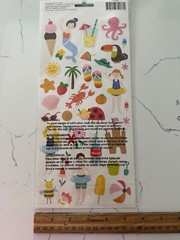 Pebbles Accent Stickers Swimming Fun ~ Floats Fruit Crabs Flowers Scrapbooking