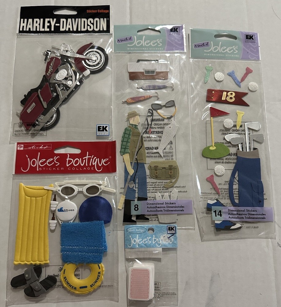 Father’s Day Sports Hobbies Pool Golf Harley Cards Jolee’s Stickers Scrapbook