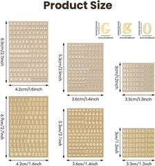 6 Sheets 0.12Inch Alphabet Number Stickers Mini Letters Decoration Glitter