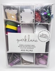 Park Lane Embellishment Box 402 Piece Scrapbooking Mixed Lot Twine Sequins