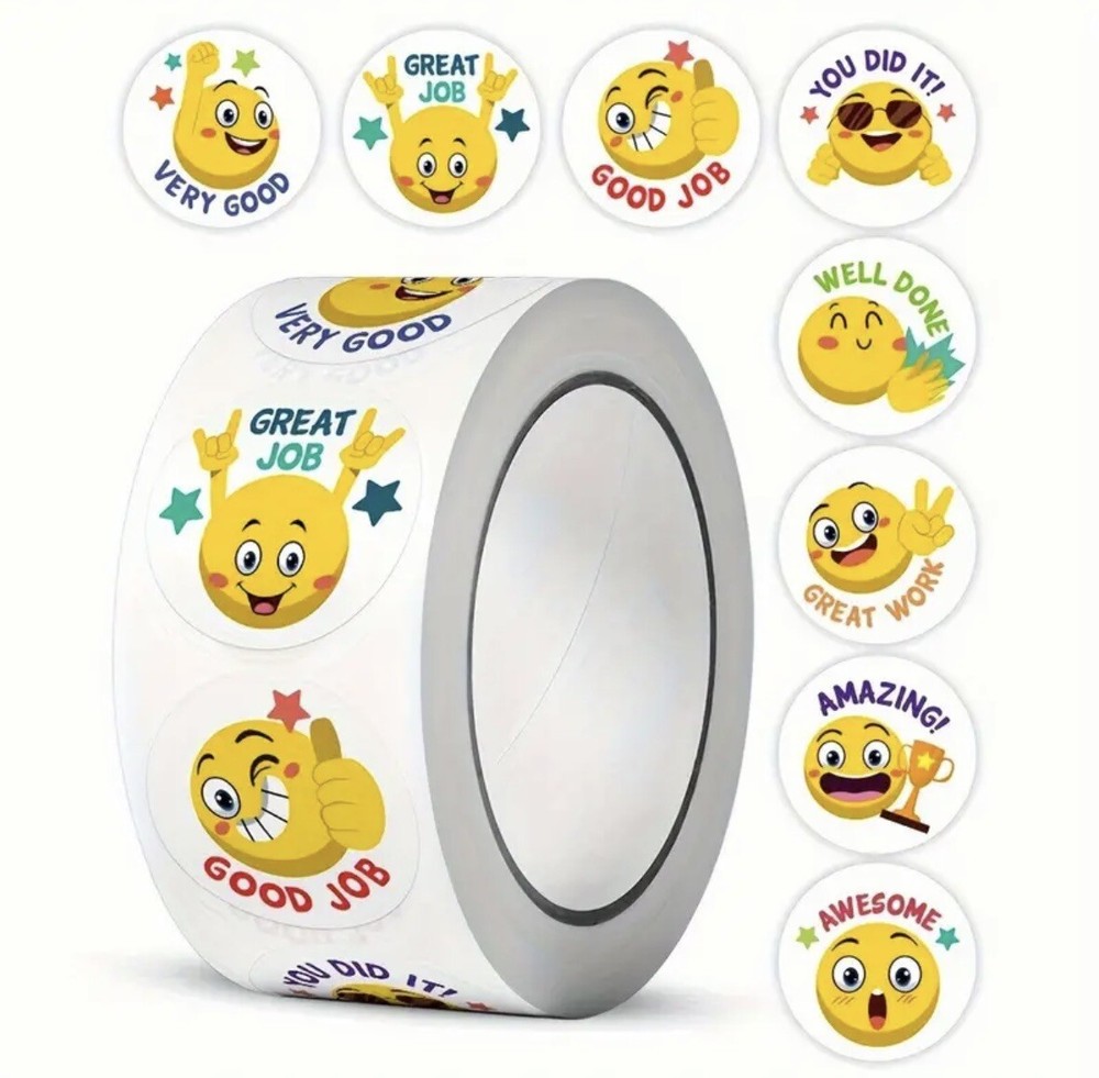 500 – roll Cartoon Big Yellow Face Expression STICKER / Free Shipping
