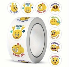 500 – roll Cartoon Big Yellow Face Expression STICKER / Free Shipping