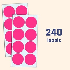 Self-Adhesive 2 Inch Pink Circle Labels – 240 Pieces for Easy Organization