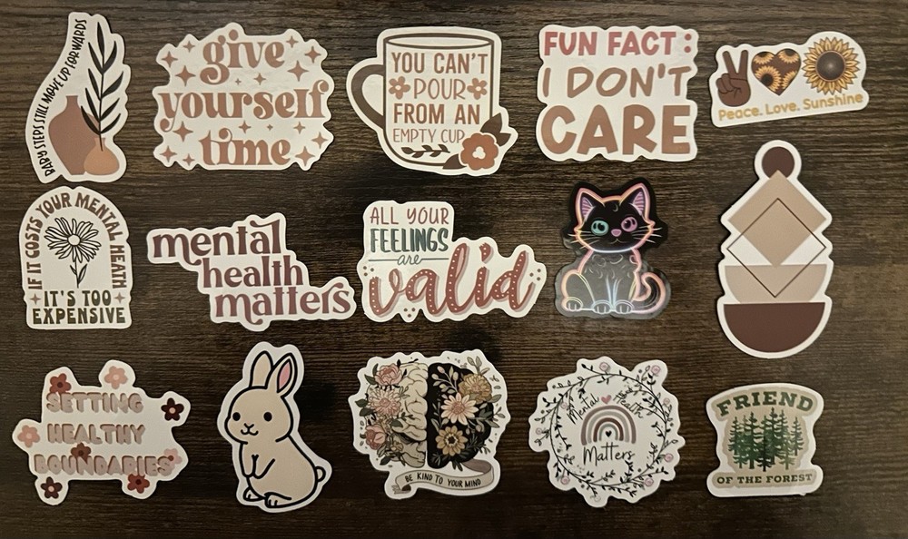 Lot of 15 Positive Affirmation Stickers Smile Happy Mental Health Matters