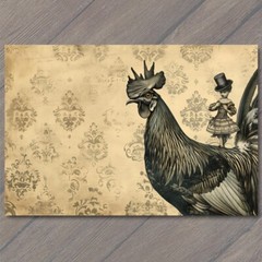 STICKER Rooster Chicken Victorian Pattern Fancy Bird Girl Weird Strange Funny