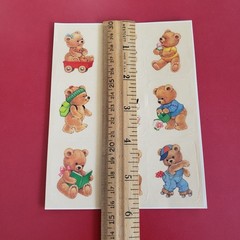 VTG Novelty Teddy Bear Sticker Sheet Roller Skates Bear Hug Unbranded