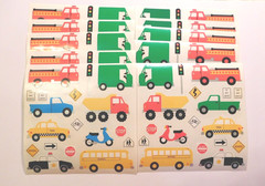 Mrs Grossman’s Stickers Lot 10 Sheets ~Vehicles Trucks Taxi Bus Police~ 1991 6×6