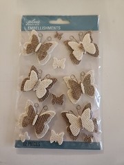 Jolees Boutique RARE BURLAP BUTTERFLIES scrapbooking VERY THICK STICKERS