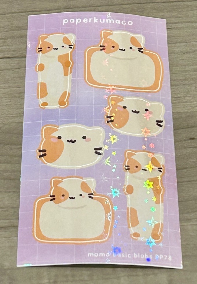 NEW PaperKumaCo “Momo Basic Blobs” Sticker Sheet Paper Kuma Co Stickers