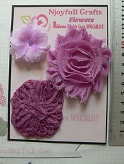 MULBERRY ORCHID Mix – Organza Fabric – 40-65mm Across 3 Piece Flower Pk SF3B