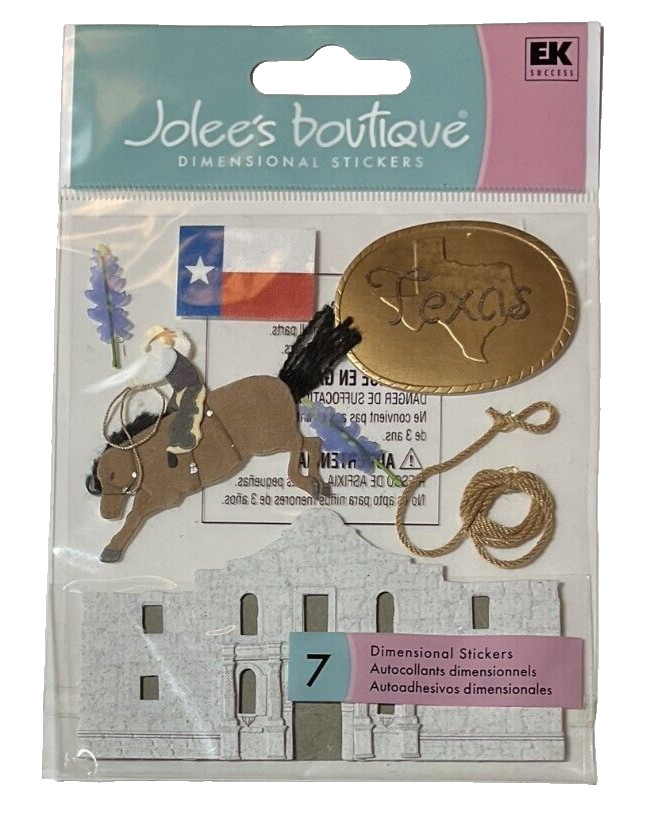 Texas Travel Cowboy Horse Rope Jolee’s Boutique Dimensional Scrapbook Stickers